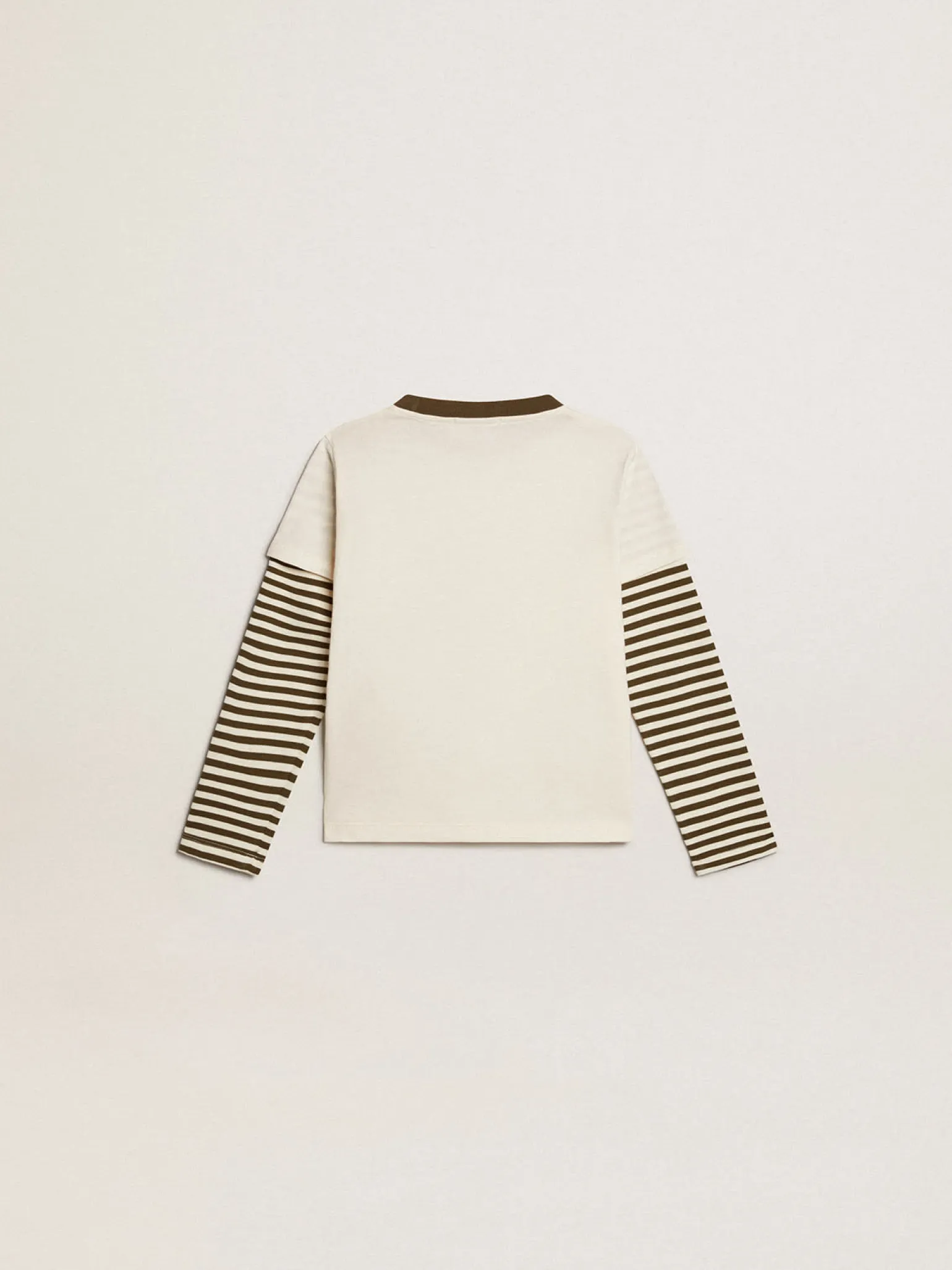 Cheap Camiseta infantil masculina de manga dupla de algodão listrado Roupas de cima (4-12 years)