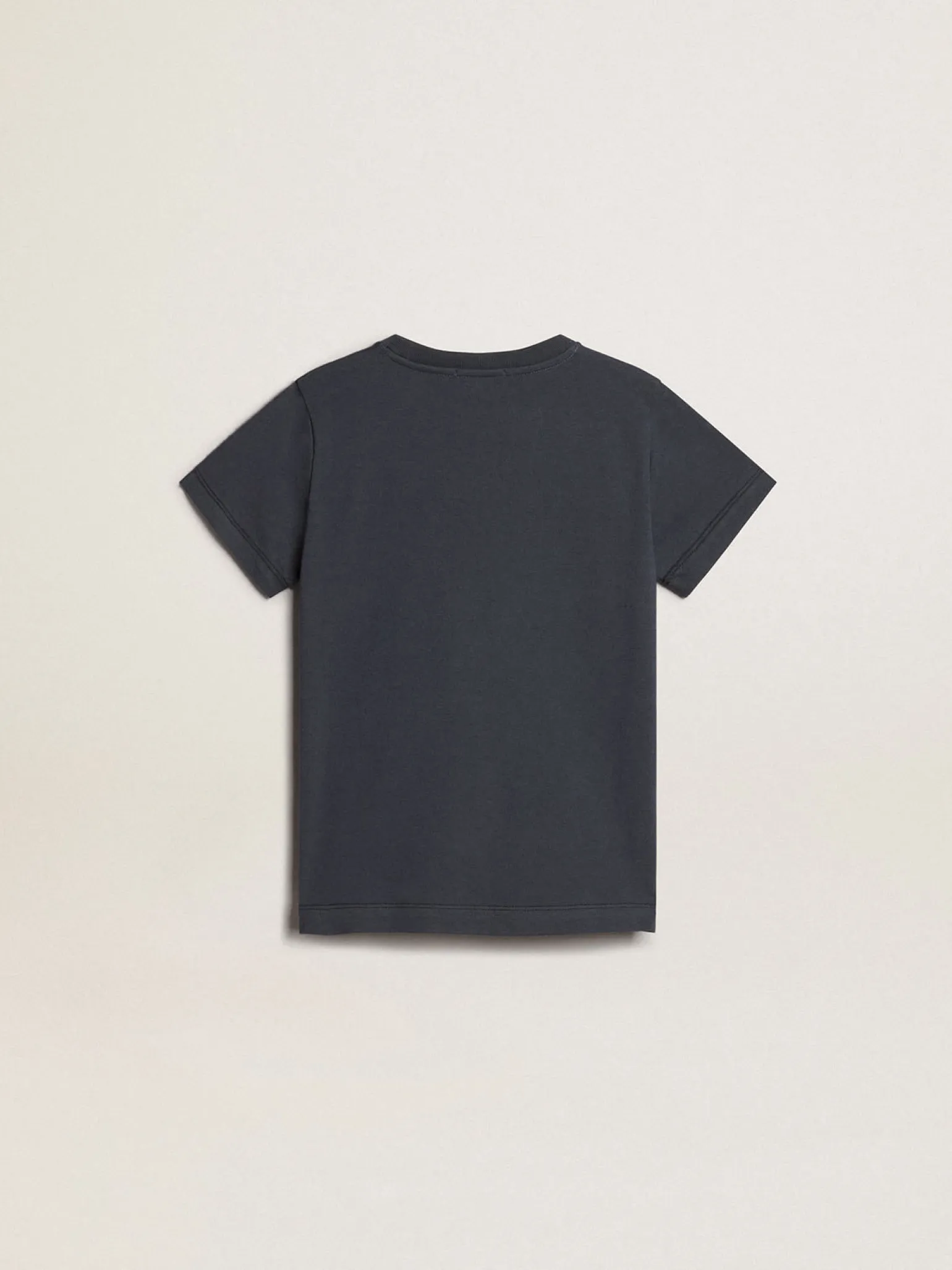 Outlet Camiseta infantil masculina de algodão azul-escuro com estampa no centro Roupas de cima (4-12 years)