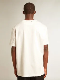 Hot Camiseta masculina branca com tratamento desgastado Camisetas