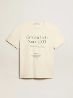 Cheap Camiseta masculina de algodão branco usado com escrita verde Camisetas