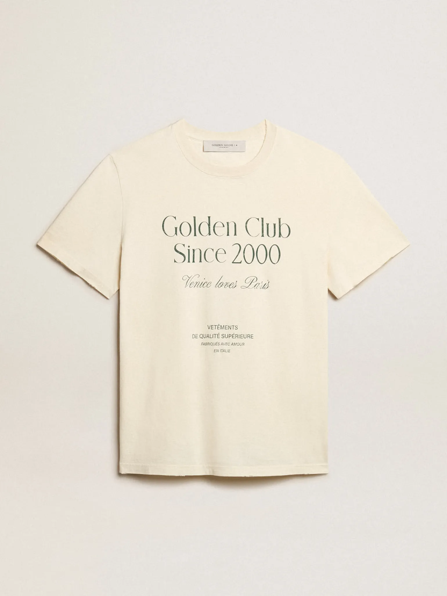 Cheap Camiseta masculina de algodão branco usado com escrita verde Camisetas