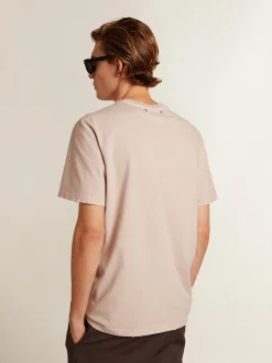 Discount Camiseta masculina rosa pálido com escrita no centro Camisetas