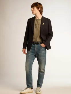 Best Camiseta masculina verde-oliva com inscrição Golden Camisetas