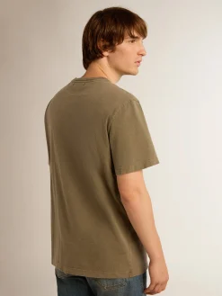 Best Camiseta masculina verde-oliva com inscrição Golden Camisetas