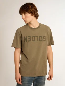 Best Camiseta masculina verde-oliva com inscrição Golden Camisetas