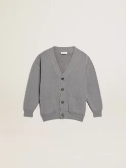 New Cardigã de algodão cinza com logo nas costas Roupas de cima (4-12 years)|Roupas de cima (4-12 years)