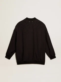 Outlet Cardigã feminino preto com bordado degradê MULHER Malhas