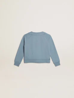 Online Cardigã infantil feminino de algodão azul com escrita de miçangas Roupas de cima (4-12 years)