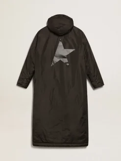 Best Sale Casaco acolchoado longo feminino preto com capuz MULHER Casacos e blusões