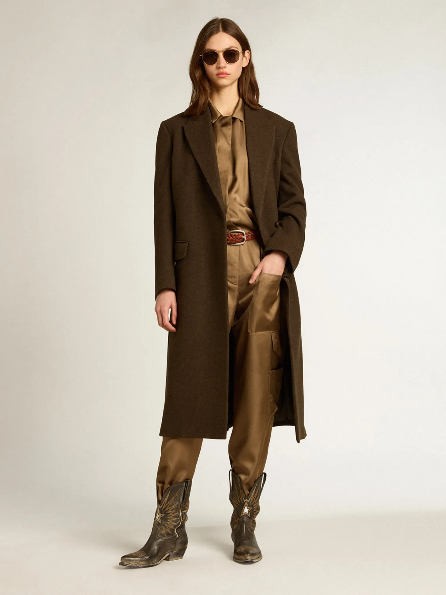 Shop Casaco feminino transpassado de lã cor de cortiça MULHER Casacos e blusões