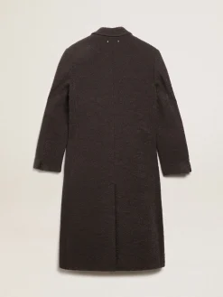 New Casaco masculino de abotoamento duplo de lã buclé cor alcaçuz Casacos e blusões
