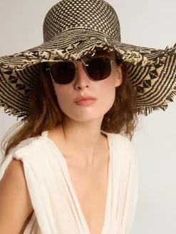 Best Sale Chapéu de palha preto MULHER Chapéus e bonés|Beachwear