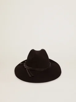 Store Chapéu preto com faixa de couro MULHER Chapéus e bonés|Chapéus e bonés