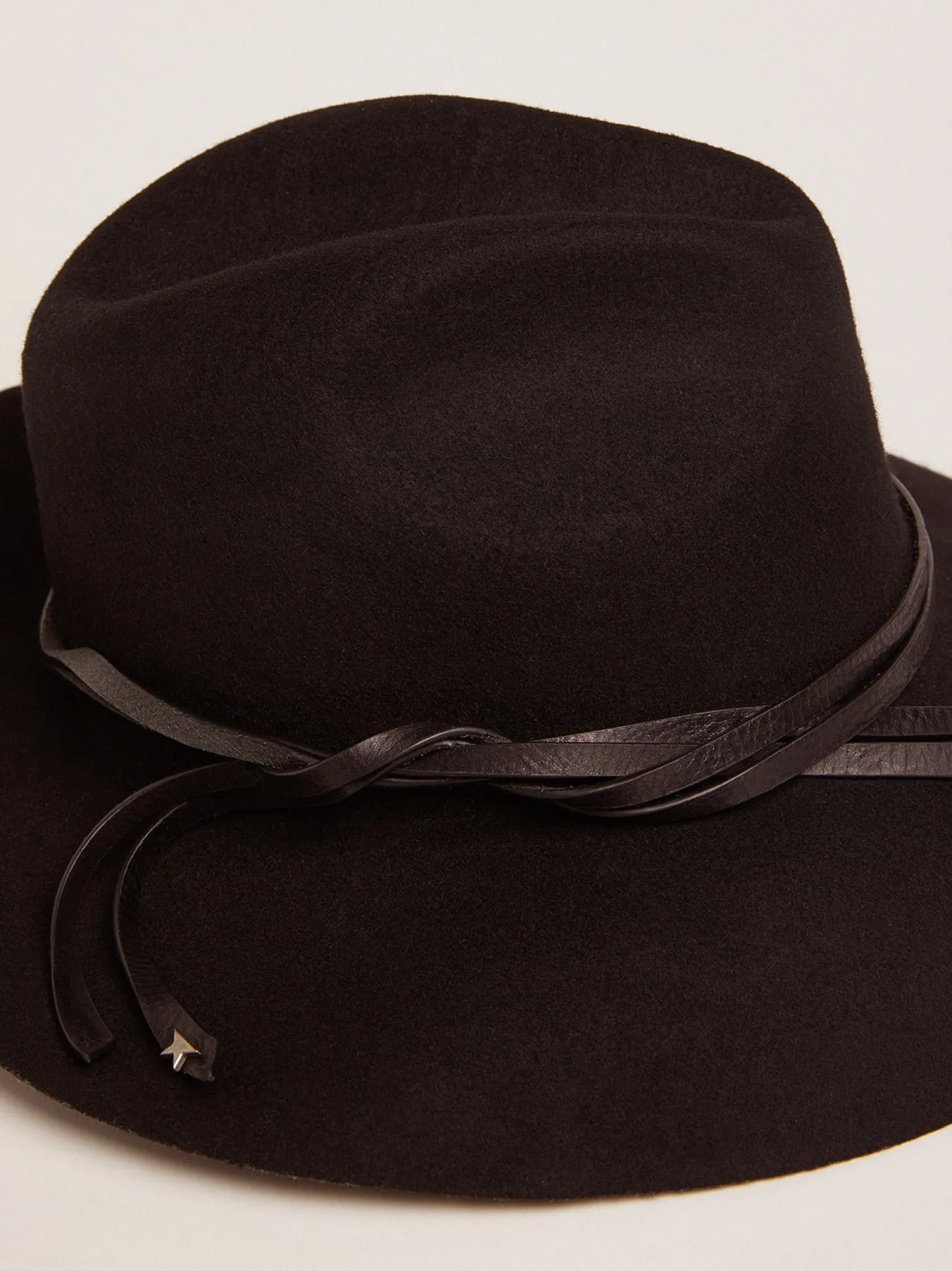 Store Chapéu preto com faixa de couro MULHER Chapéus e bonés|Chapéus e bonés
