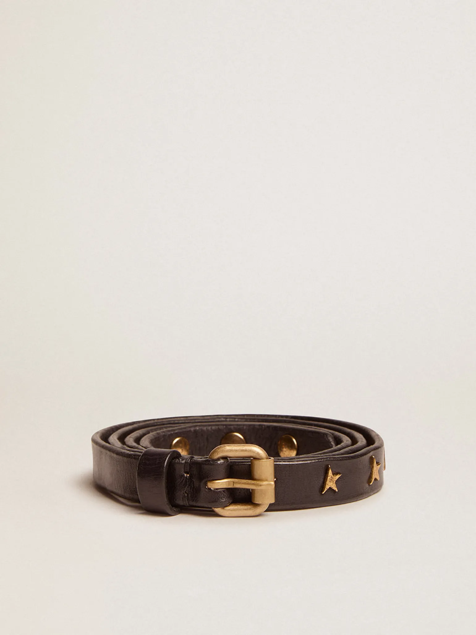 Best Cinto feminino de couro preto com tachas em forma de estrela MULHER Cintos