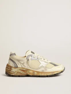 Flash Sale Dad-Star Feminino de náilon e napa bege, estrela de couro branco MULHER Dad-Star