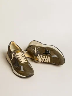 Hot Dad-Star Feminino de suede e tela com estrela e talão de couro preto MULHER Dad-Star
