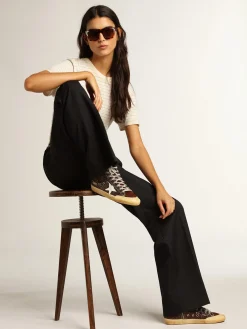 Shop Francy Penstar de glitter marrom com estrela de couro branco MULHER Francy