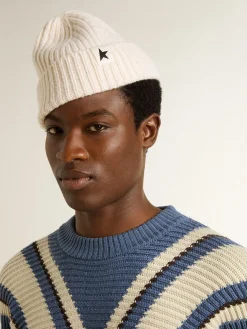 Clearance Gorro de lã branca com estrela preta MULHER Chapéus e bonés|Chapéus e bonés