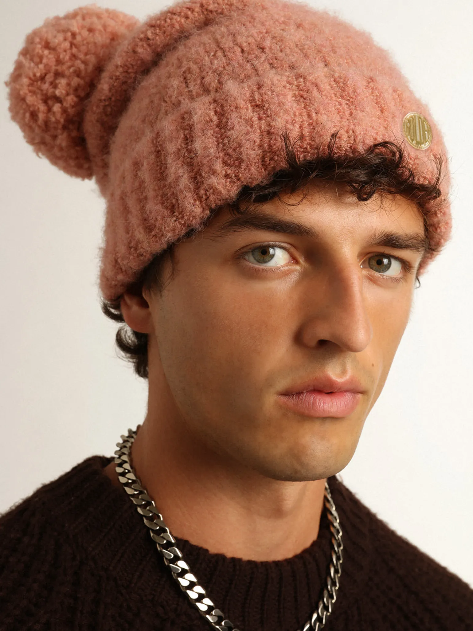 Cheap Gorro de lã rosa claro com pompom MULHER Chapéus e bonés|Chapéus e bonés