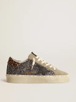 Fashion Hi Star de glitter cinza escuro com estrela de couro preto MULHER Hi Star