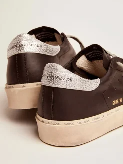 Cheap Hi Star feminino de couro preto com estrela de couro metálico prateado MULHER Hi Star