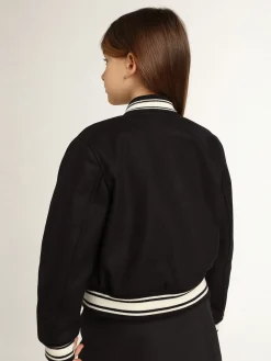 Fashion Jaqueta bomber infantil de lã azul-escura Roupas de cima (4-12 years)|Roupas de cima (4-12 years)