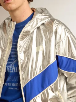 Shop Jaqueta corta-vento masculina de tecido técnico prateado Casacos e blusões