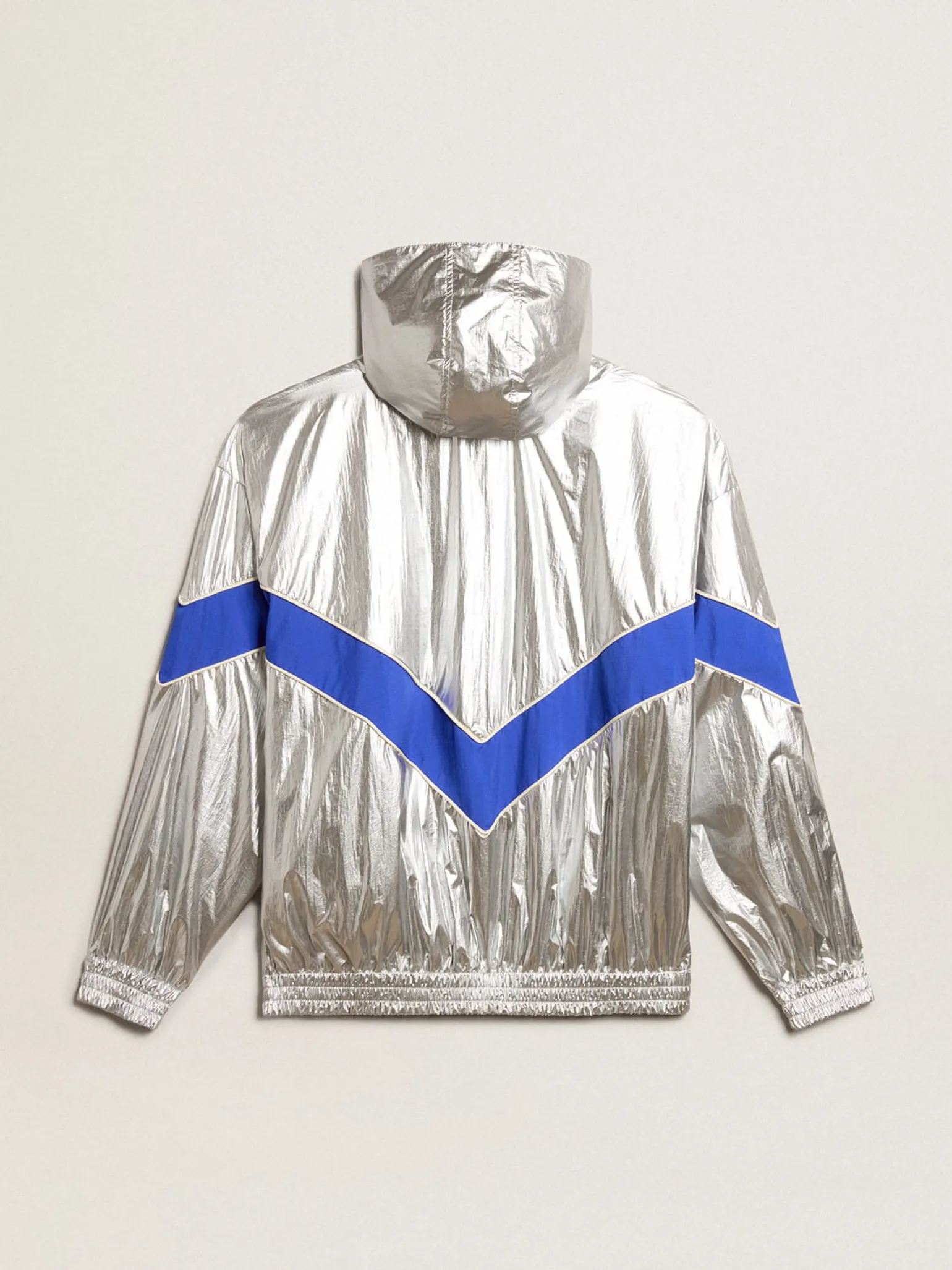 Shop Jaqueta corta-vento masculina de tecido técnico prateado Casacos e blusões