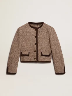 Store Jaqueta cropped marrom com fecho com botões MULHER Casacos e blusões