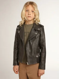 Shop Jaqueta de couro infantil masculina com tratamento desgastado Roupas de cima (4-12 years)|Roupas de cima (4-12 years)