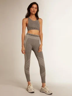 Clearance Legging feminina cinza mescla com meia-costura MULHER Jeans e calças