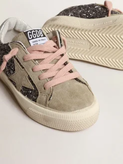Fashion May Junior de glitter antracite com estrela de suede havana-rosado Meninas pequenas (1-3 anos)