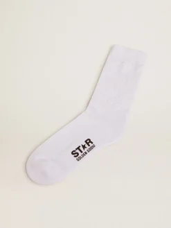 Flash Sale Meias brancas com estrelas 3D e logo em contraste MULHER Meias|Meias