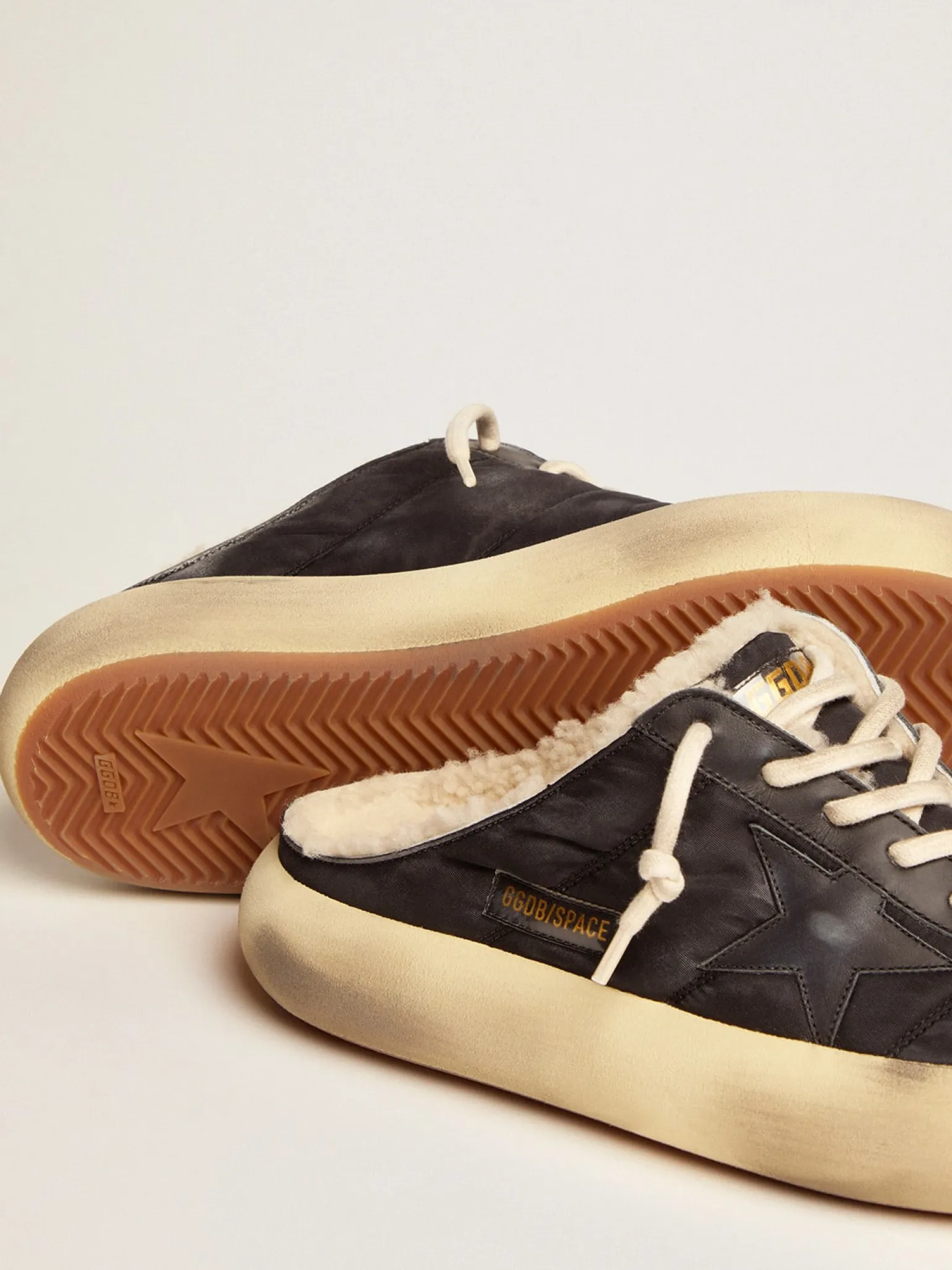 Online Men's Space-Star Sabot shoes in quilted nylon with shearling lining Space-Star