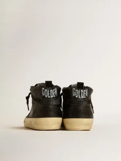 Outlet Mid Star de napa preta com estrela de glitter preto e lista de suede MULHER Mid Star