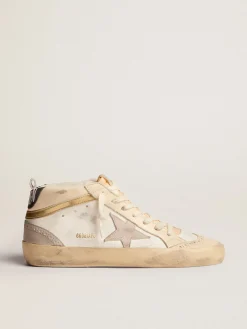 Sale Mid Star feminino com estrela de suede cinza-claro e lista dourada MULHER Mid Star