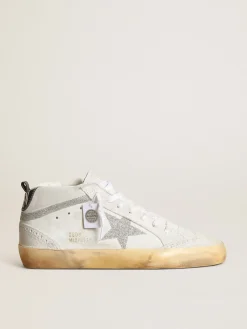 Hot Mid Star feminino de suede branco com estrela e lista Swarovski MULHER Mid Star
