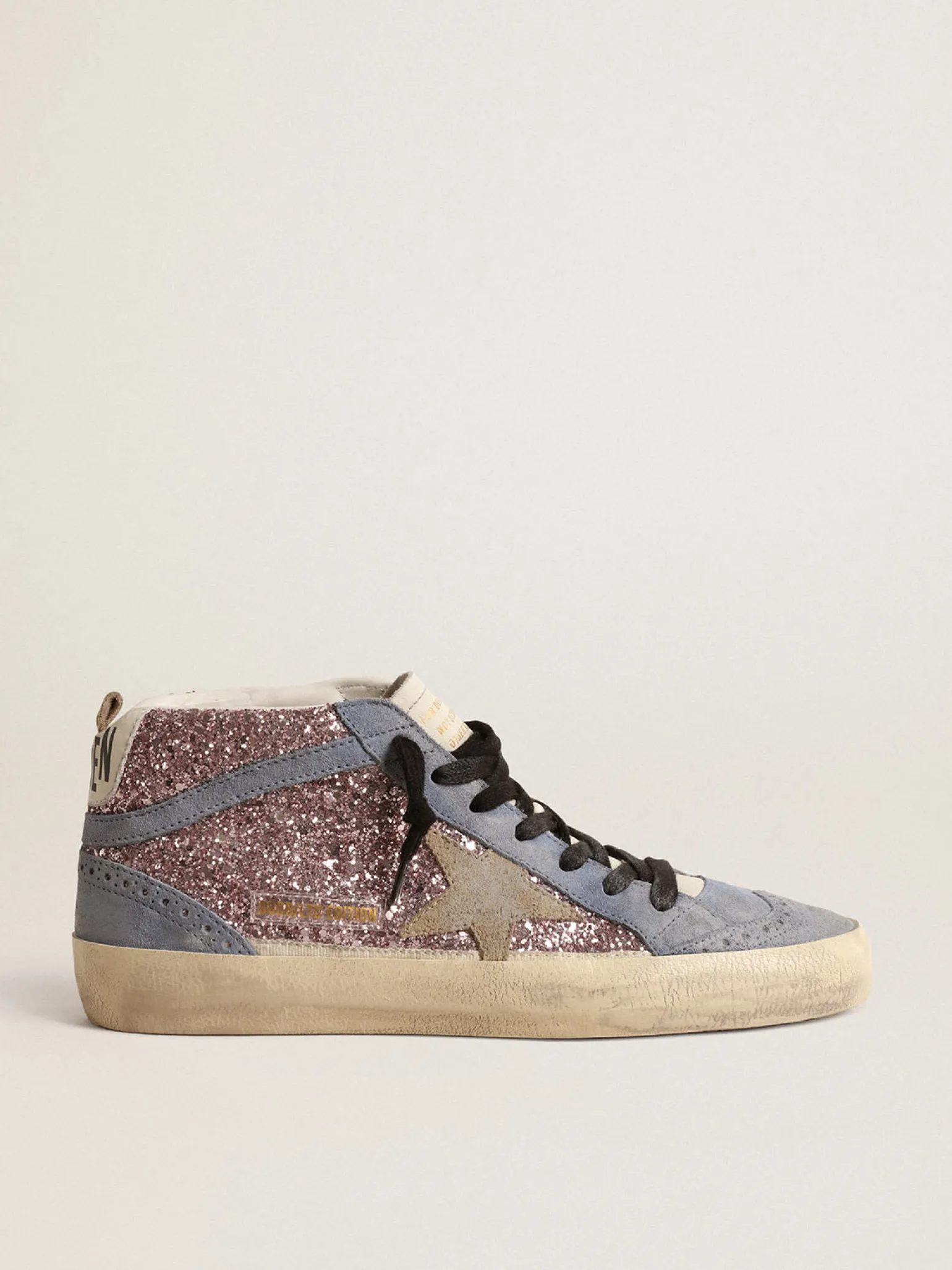 Online Mid Star LTD de glitter lilás com inserções de suede azul MULHER Mid Star