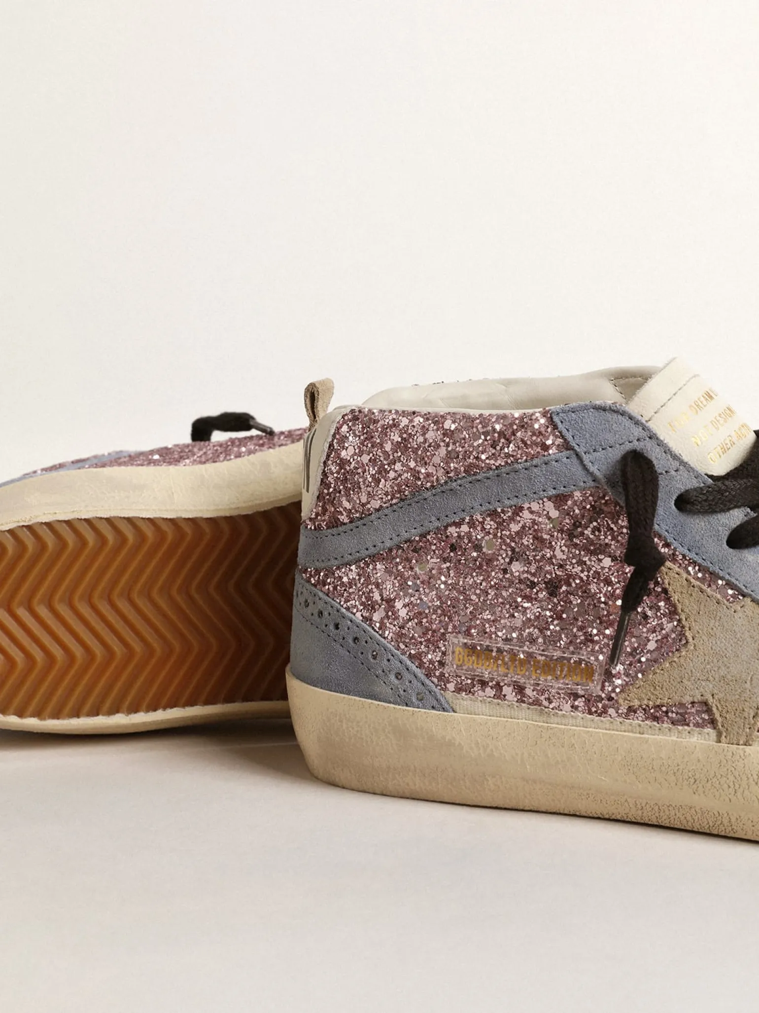 Online Mid Star LTD de glitter lilás com inserções de suede azul MULHER Mid Star