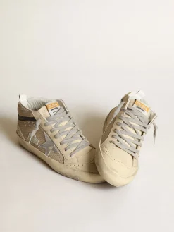 Discount Mid Star LTD feminino de tela cor creme com estrela prateada MULHER Mid Star