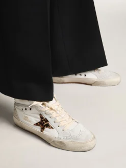 Discount Mid Star LTD feminino de náilon branco com estrela de couro cavalinho leopardo MULHER Mid Star