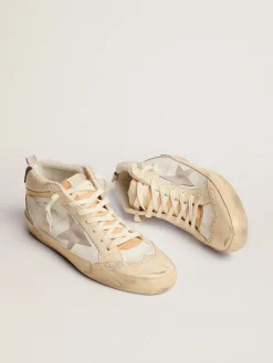 Online Mid Star Masculino com estrela de suede cinza claro e lista dourada Mid Star