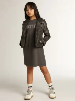 Outlet Minivestido cinza com a palavra Golden com cristais Roupas de cima (4-12 years)