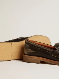 Outlet Mocassim Jerry Feminino de couro preto MULHER Sapatos
