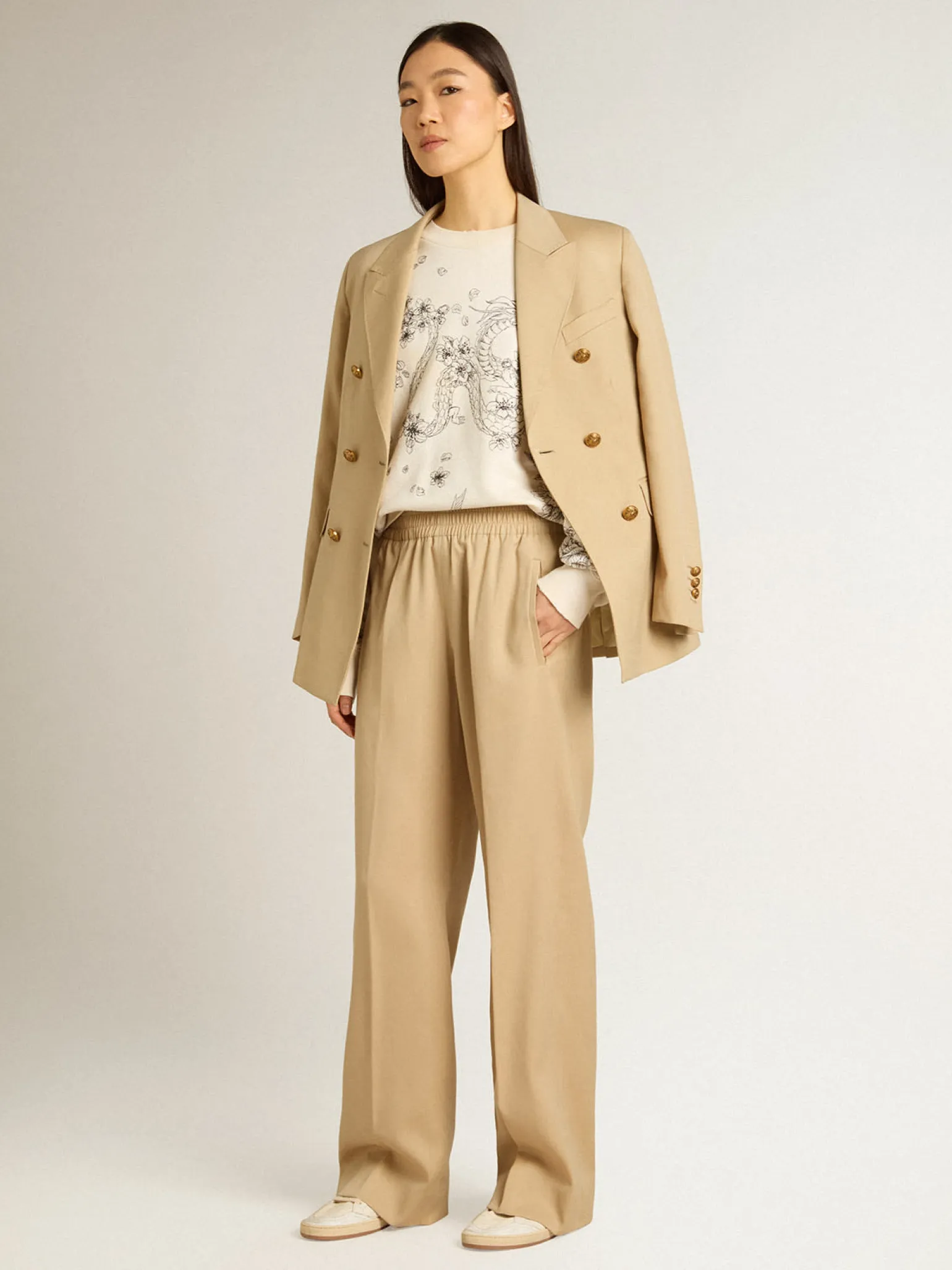Fashion Moletom CNY cor branco usado MULHER Moletons|Moletons