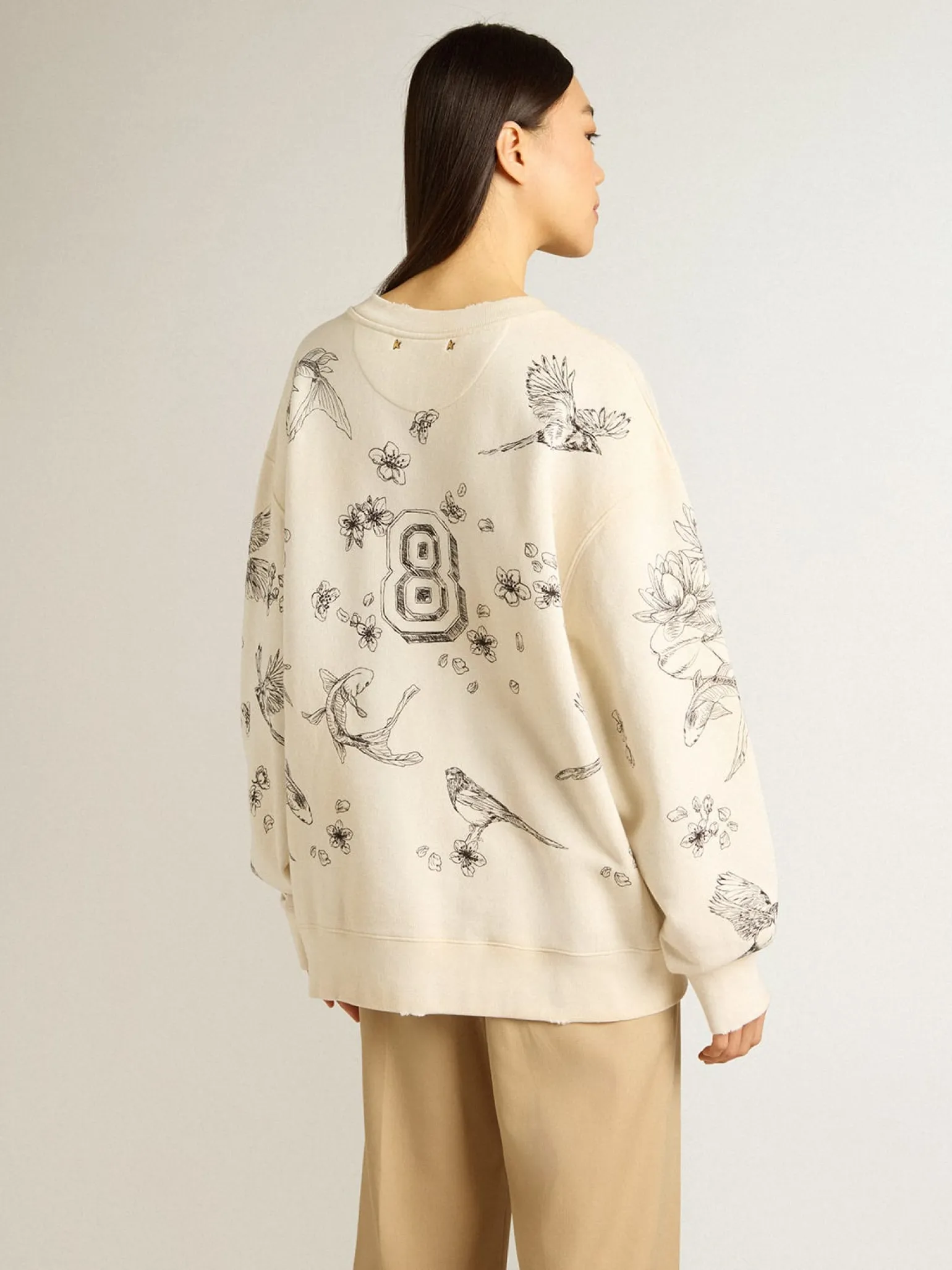 Fashion Moletom CNY cor branco usado MULHER Moletons|Moletons