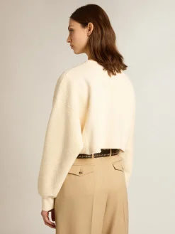 Clearance Moletom cropped de algodão branco usado MULHER Moletons
