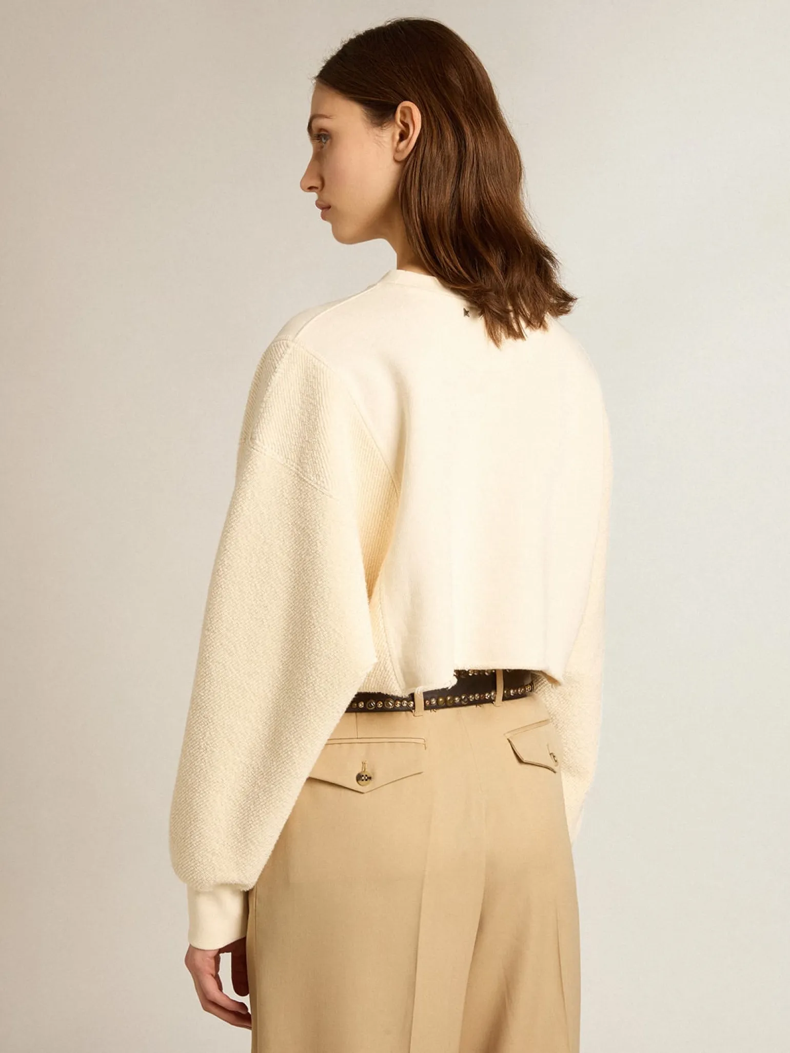 Clearance Moletom cropped de algodão branco usado MULHER Moletons