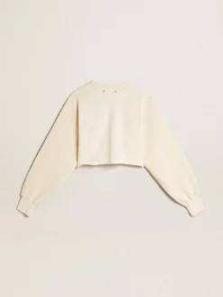 Clearance Moletom cropped de algodão branco usado MULHER Moletons